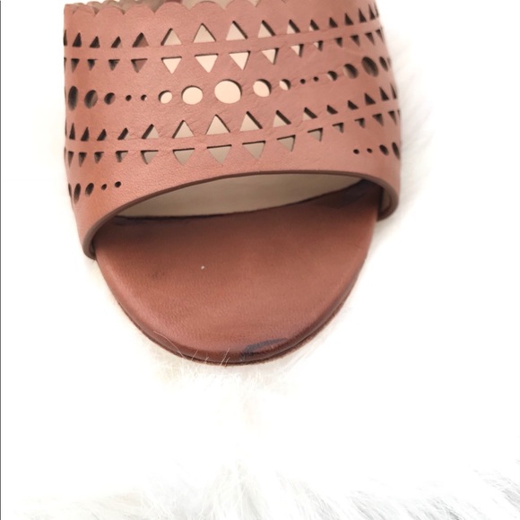 Tory Burch Perforated Brown Leather Wedge Sandals - Picture 5 of 8